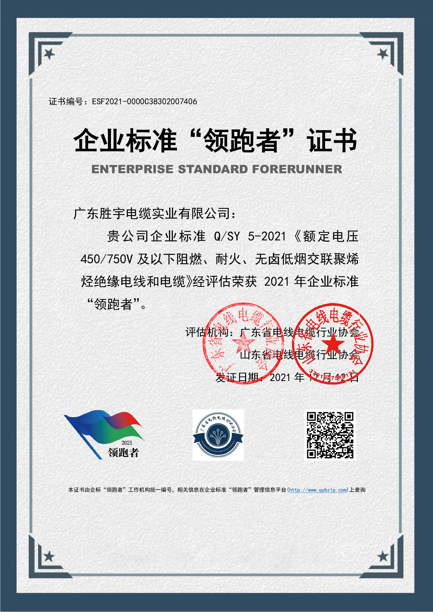 企业标准领跑者证书4